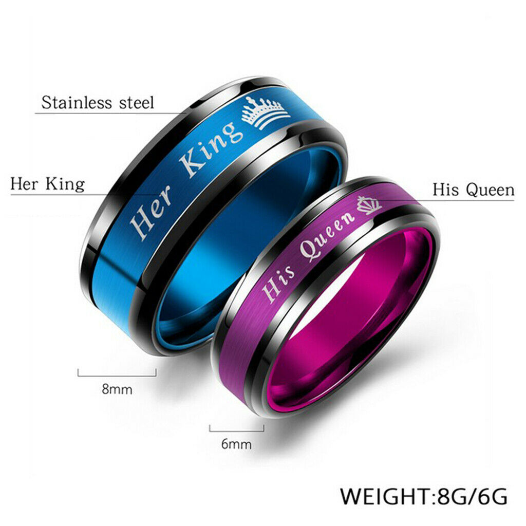 Titanium Steel Couple Ring Lover Ring Wedding Engagement Gift Purple 7 Size