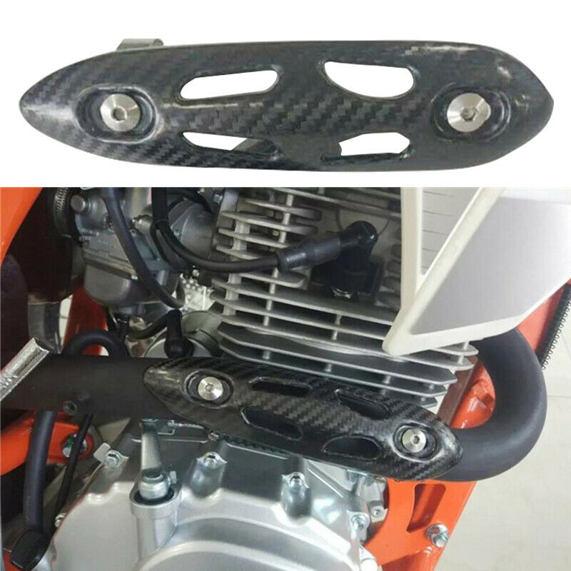 Motorcycle Dirt Pit Bike Exhaust Pipe Mid Section Carbon Fiber Heat Shield Cover