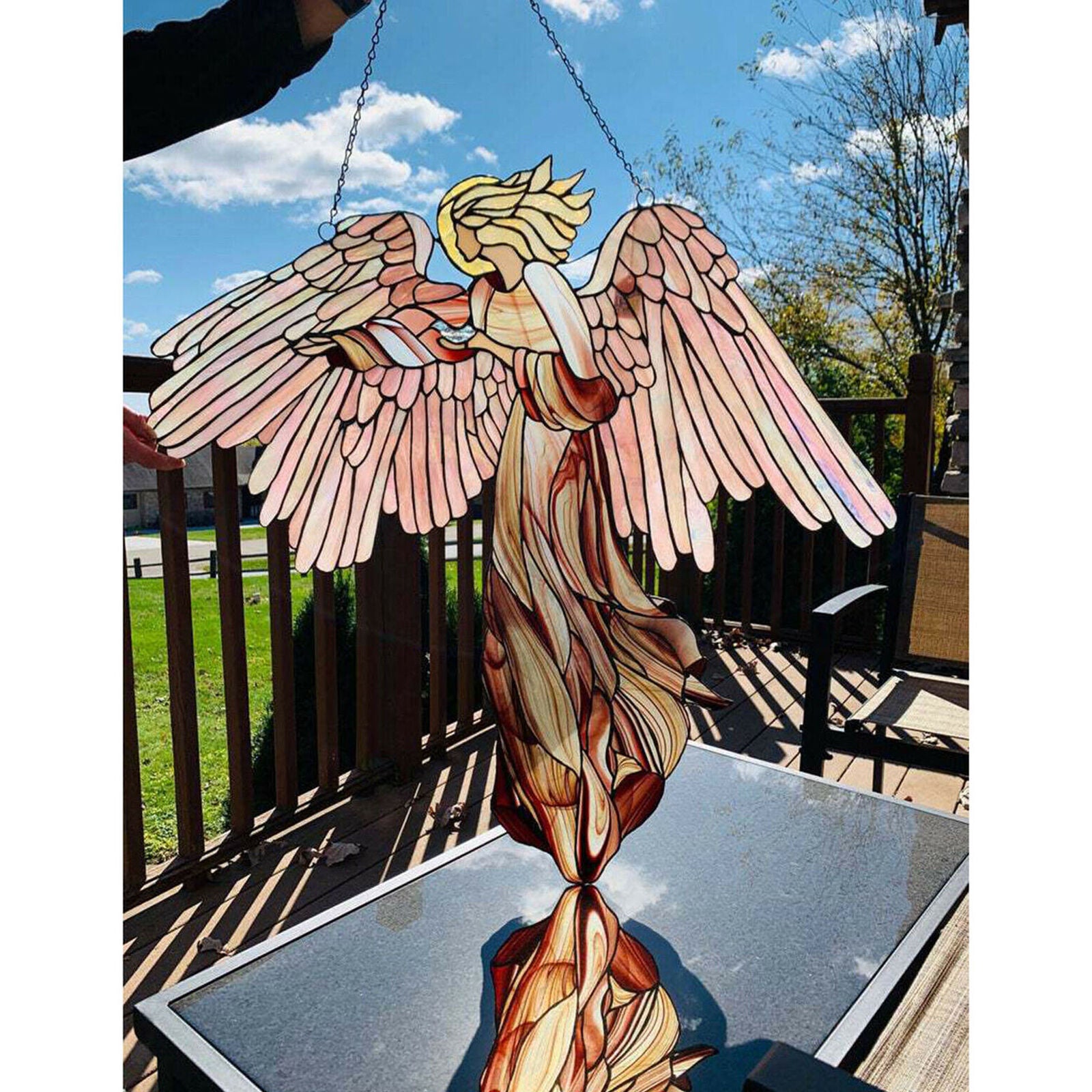 Wall Art Garden Home Decoration Hanging Angel Wings Pendant Ornament 30x29cm