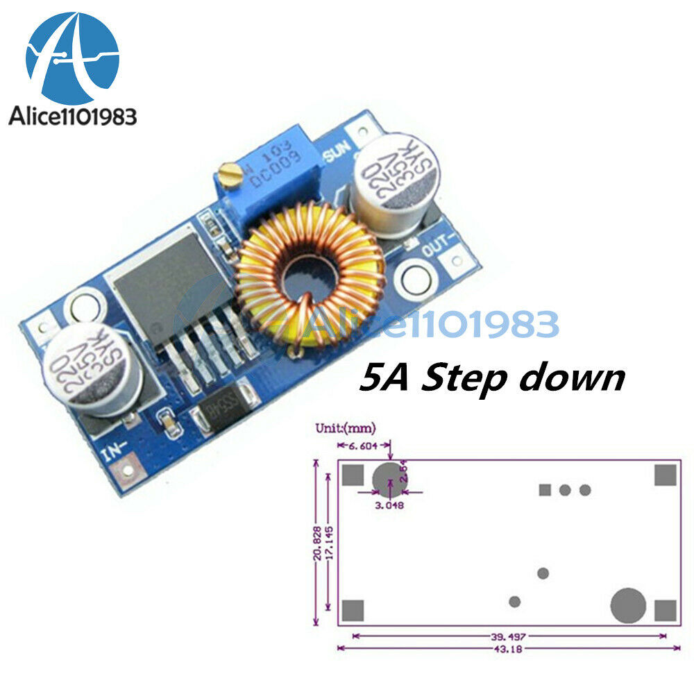 2PCS DC-DC Step Down Adjustable Power Supply Module Lithium Charger board 5A