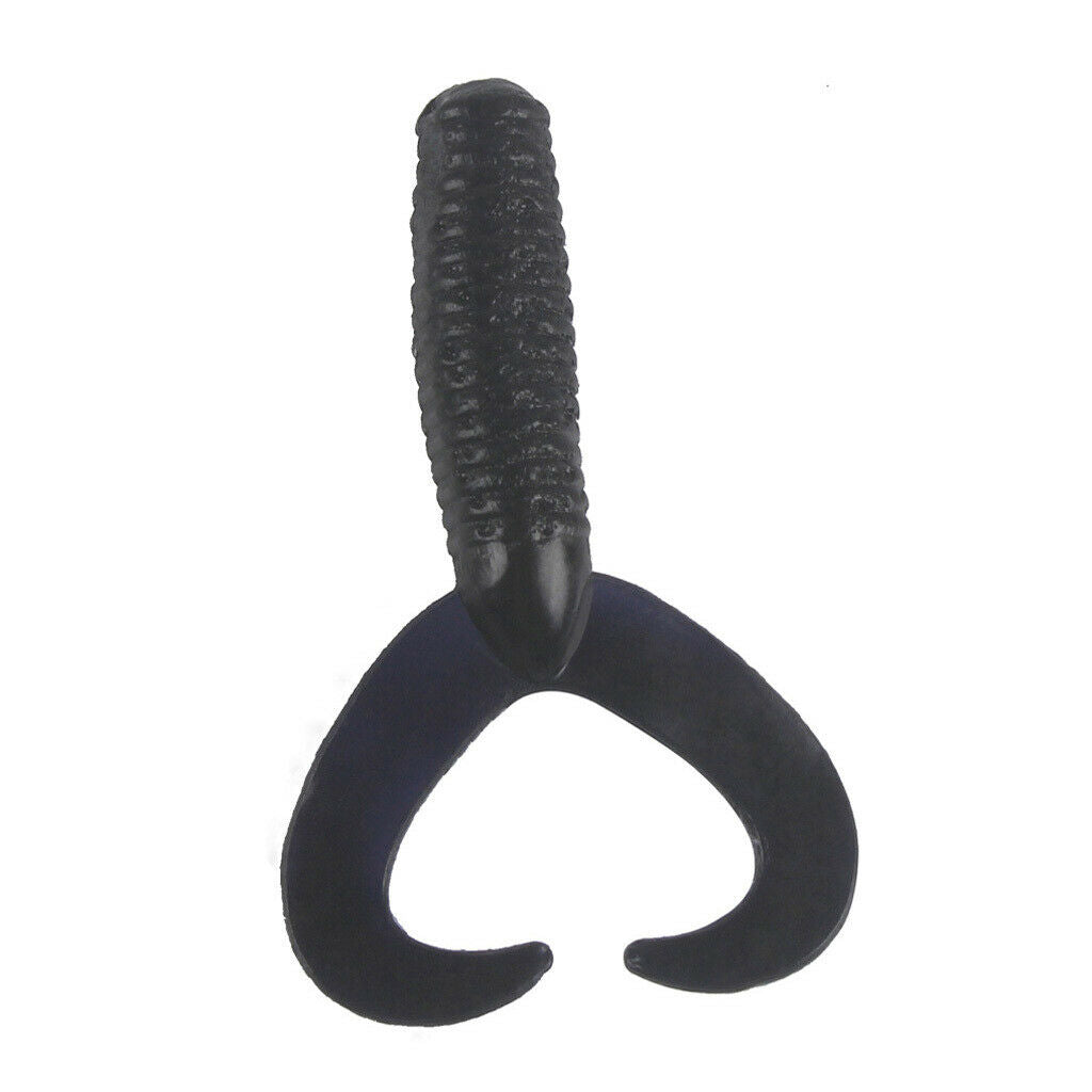 50pcs / set Portable Twin Tail Soft Fishing Lures Grub Maggot Worm