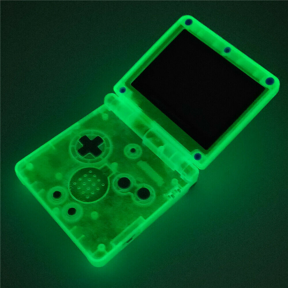 Luminous Clear Green Housing Shell Cover Red Lens For Game Boy Advance SP GBA SP