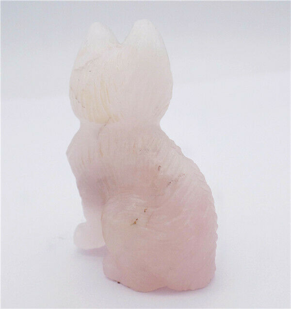 48x32x20mm Natural Rose Quartz Carved Cat Decoration Statue Home Decor HH7658