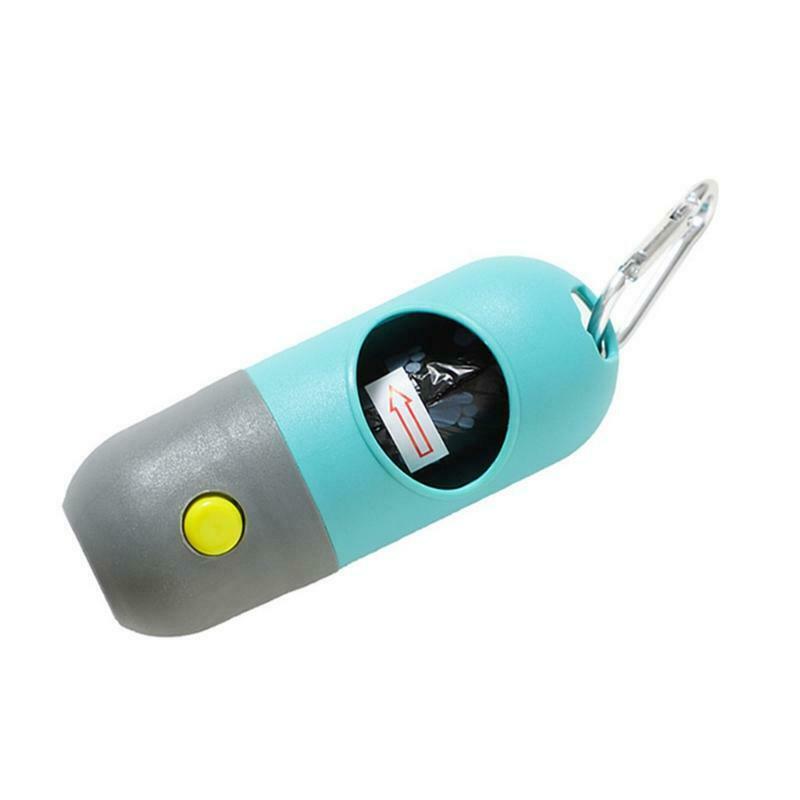 Pet Waste Bags Dispenser with LED Light Dog Poop Bag Holder with Hook for Leash