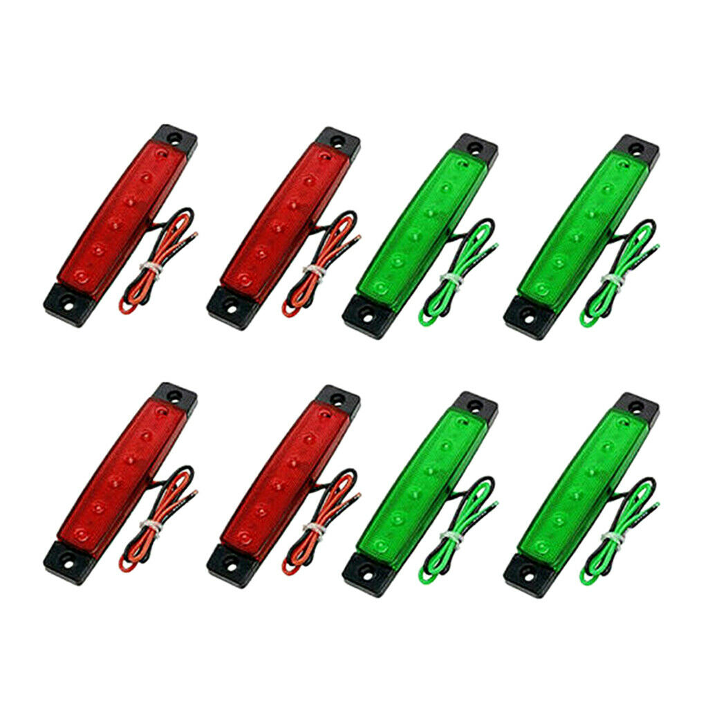 8pcs Red + Green Boat Navigation Light LED Stern Starboard Lamps for Boat