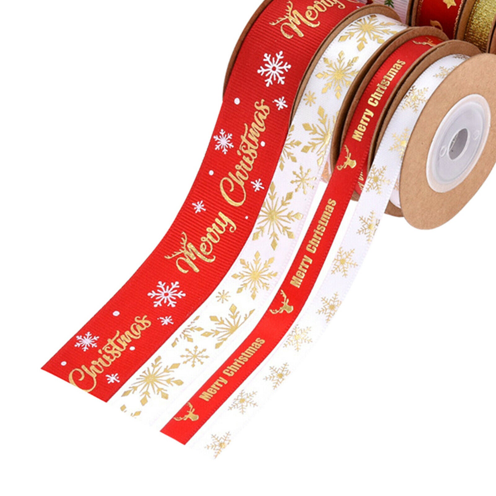 8x Christmas Ribbon Grosgrain Trimming Xmas Gift Wrapping Package Party