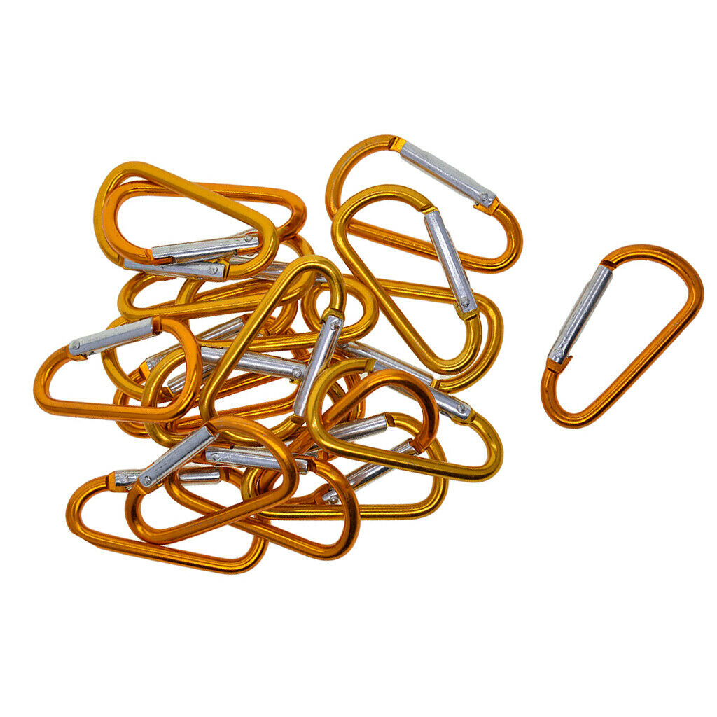20 Sets Aluminum Carabiner D Shape Buckle Pack, Keychain Clip, Spring Snap Key