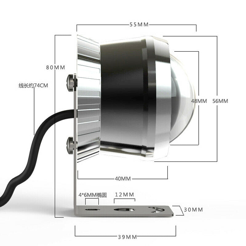 2PCS Motorcycle ATV Bike LED Light Headlight Fog Driving Lamp w/ Bracket 3000LM