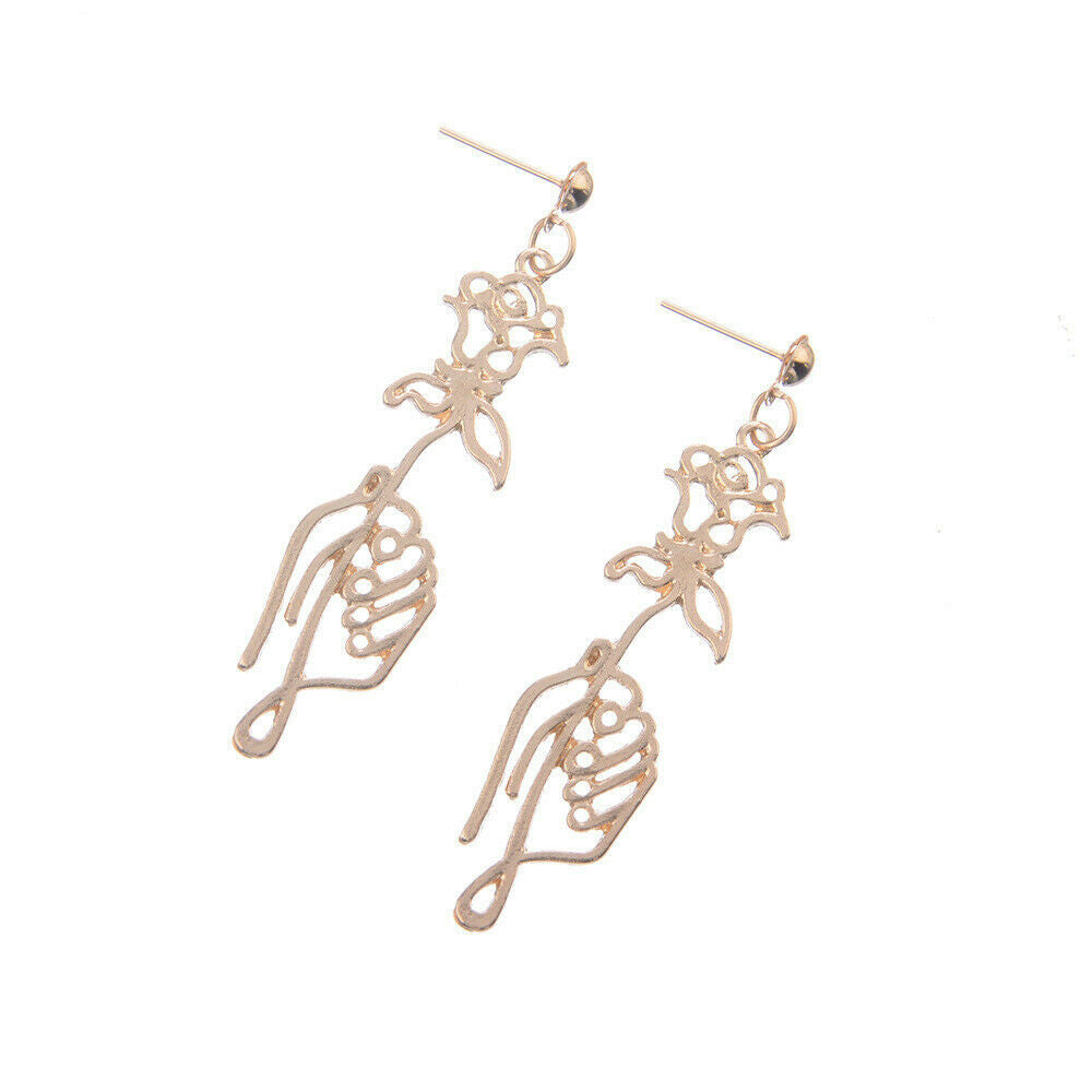Simple Hollow Flower Drop Earring Charm Women Girl Rose Ear Fashion Jewelry Gift