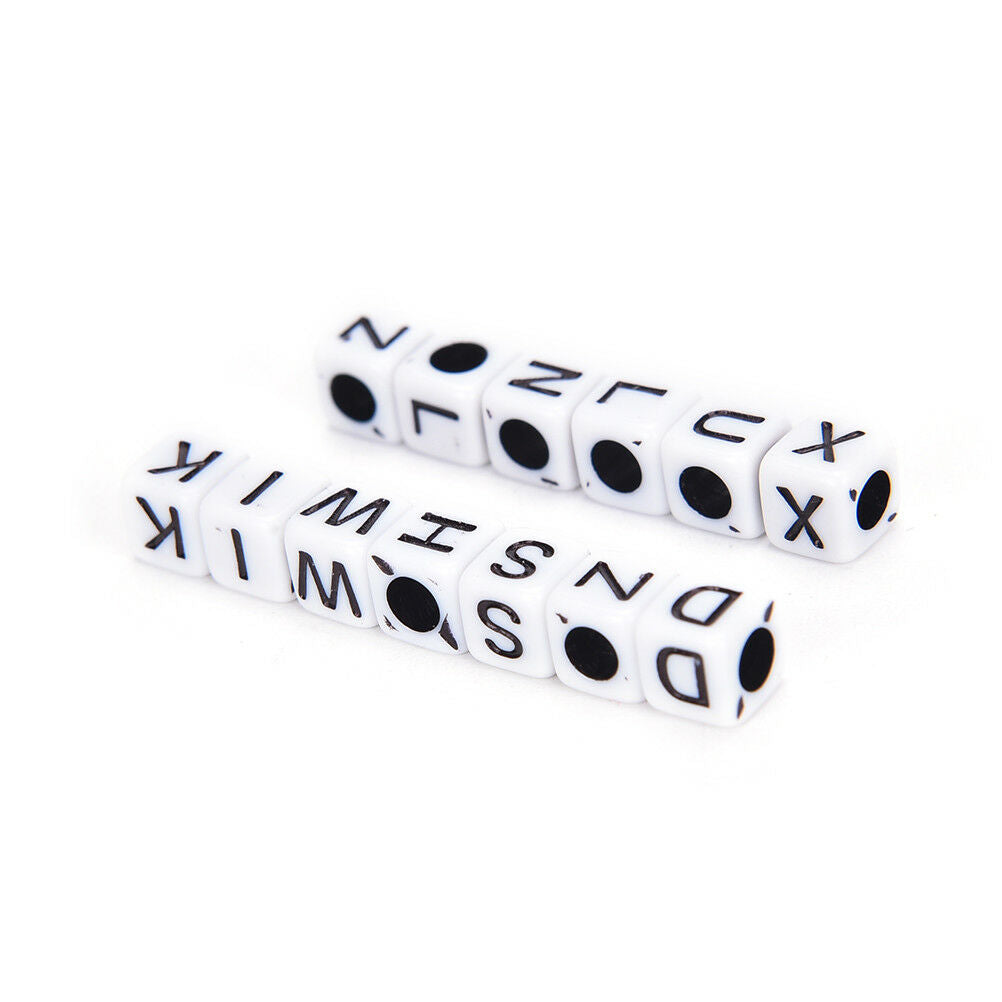 100pcs 6mm white cube alphabet single letter beads Craft DIY A - Z Mixe.l8