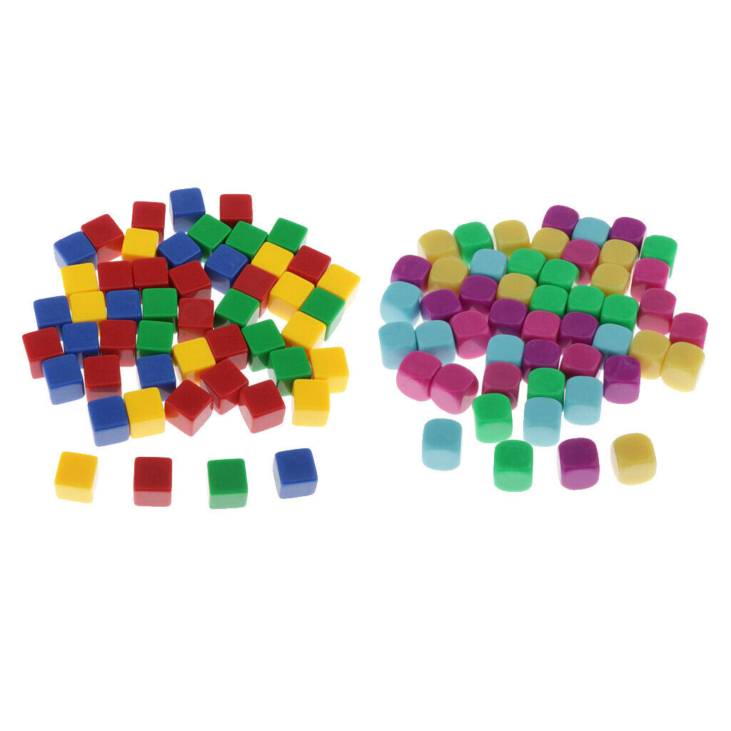 100PCS Rainbow Six Side Dice D6 Blank Dice Set for Party Game Supplies