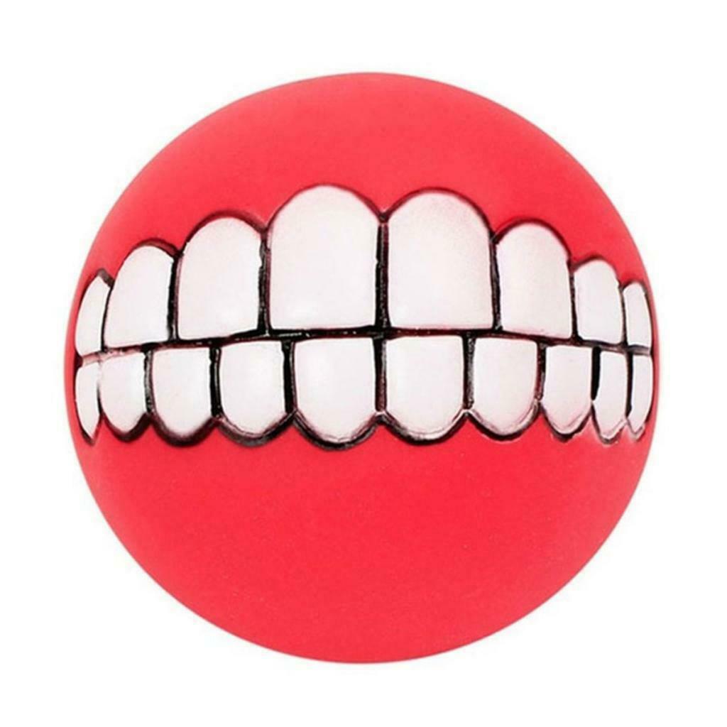 2 x Squeaker Ball Dog Toys - Random Color 9CM Cleans Teeth and Promotes Good