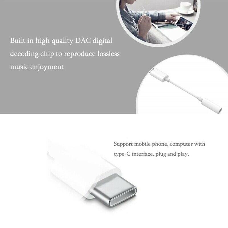 4X(CK10 HIFI DAC Earphones Amplifier Type-C to 3.5mm Audio Adapter Hi-Res SS1K5)