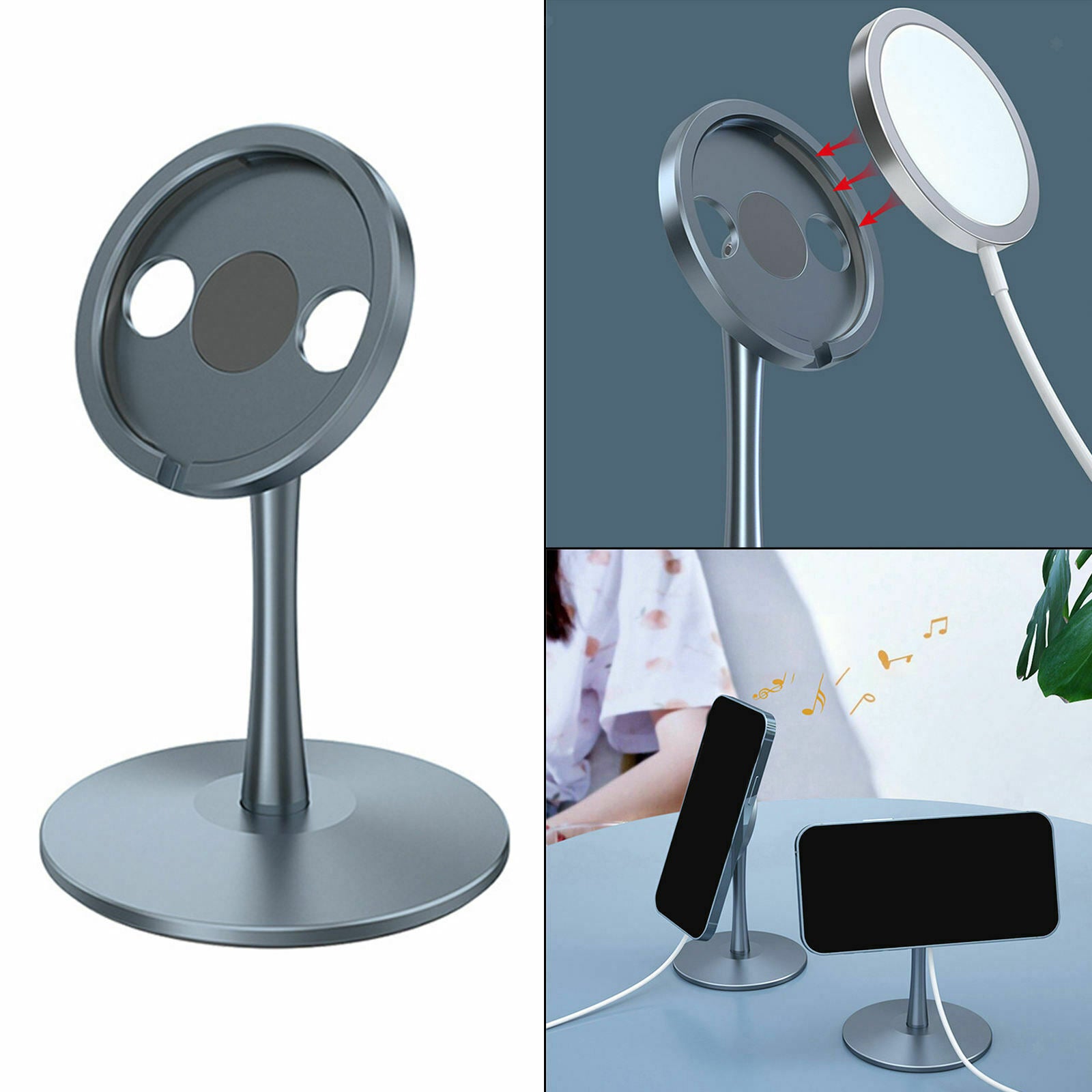 Desk Wireless Charger Phone Holder Magnetic Stand Bed Only for iphone12