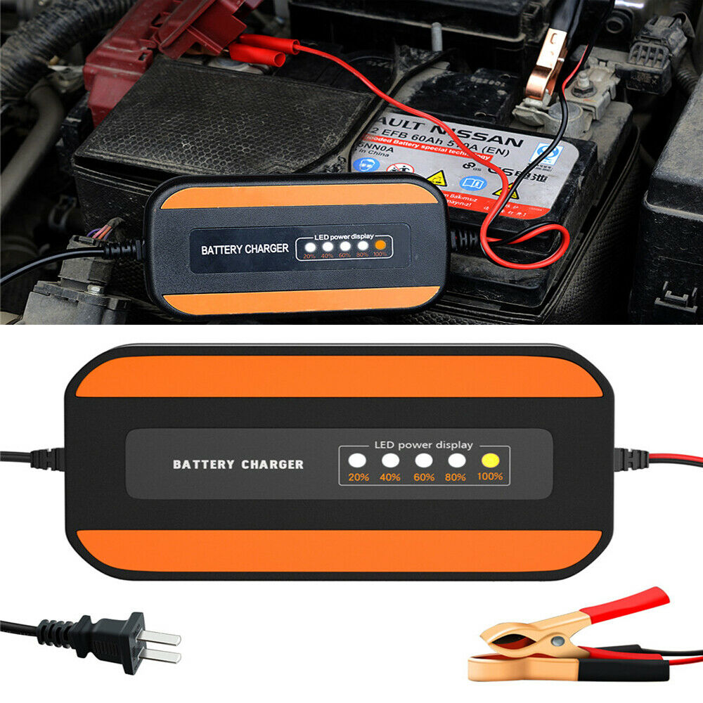 13.8V Wide Voltage Motorcycle Car Battery Charger Digital For Lead-acid Battery