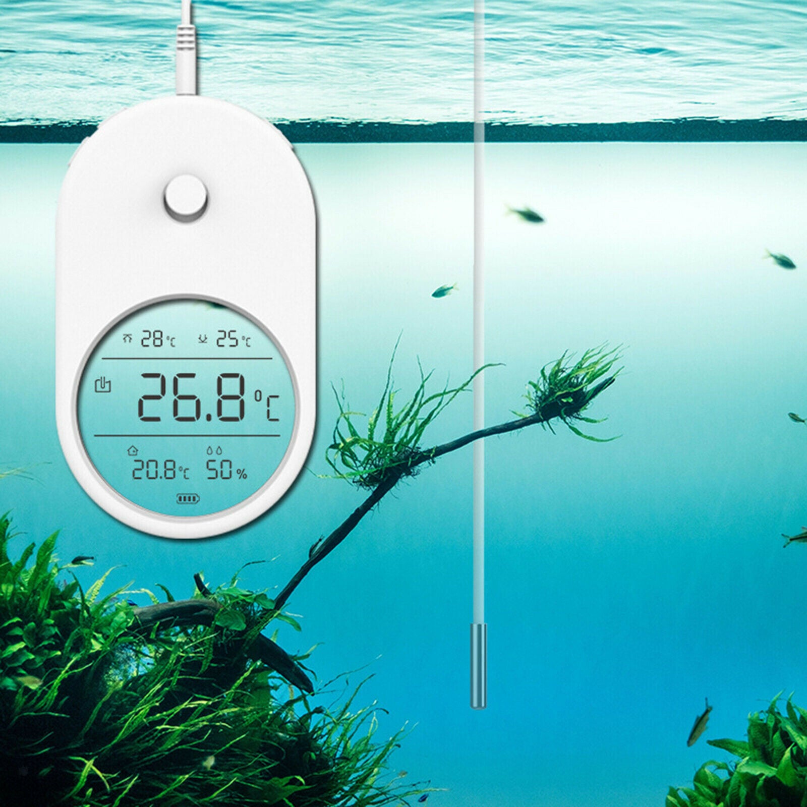 3in1 LCD Aquarium Thermometer Fish Tank Water Temperature Measuring Fish