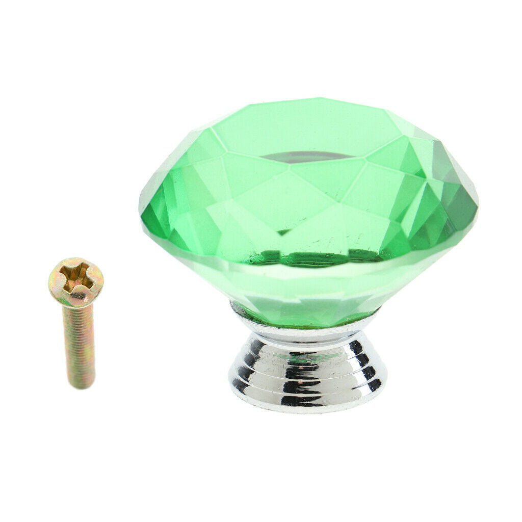 Crystal Diamond Shaped Door Handle Cabinet Cupboard Pull Knob Handle Green