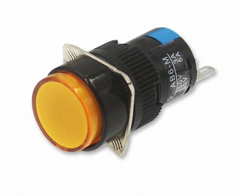2Pcs 16mm Round Yellow Sign Open/Closed Automatic Reset Button Switc-h3 Pin