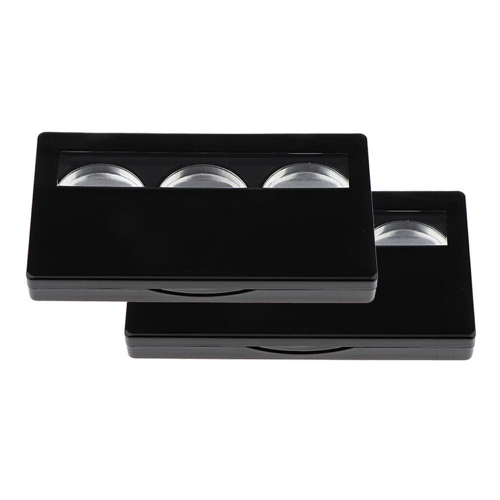 2x Cosmetic 3 Slot Empty Palette Eyeshadow Powder Blush Lipstick Makeup Case