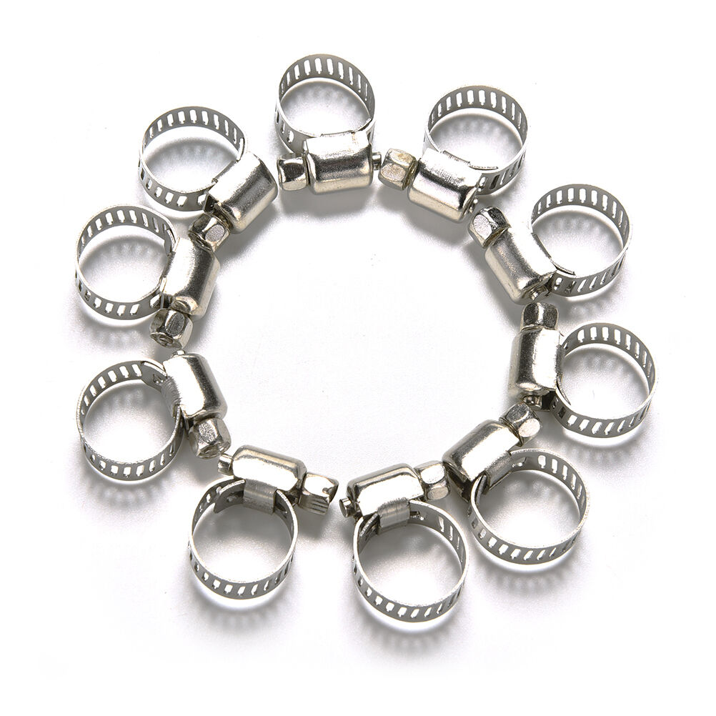 10PCS CARS MOTORCYCLE FUEL LINE JUBILEE HOSE CLAMP PETROL PIPE CLIPS 8-12m.l8