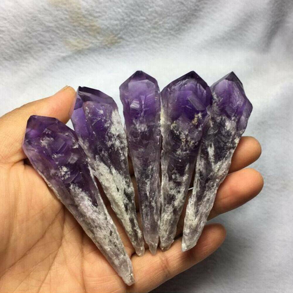 Natural Amethyst Quartz Cluster Crystal Wand Point Healing Specimen Reiki Stone/