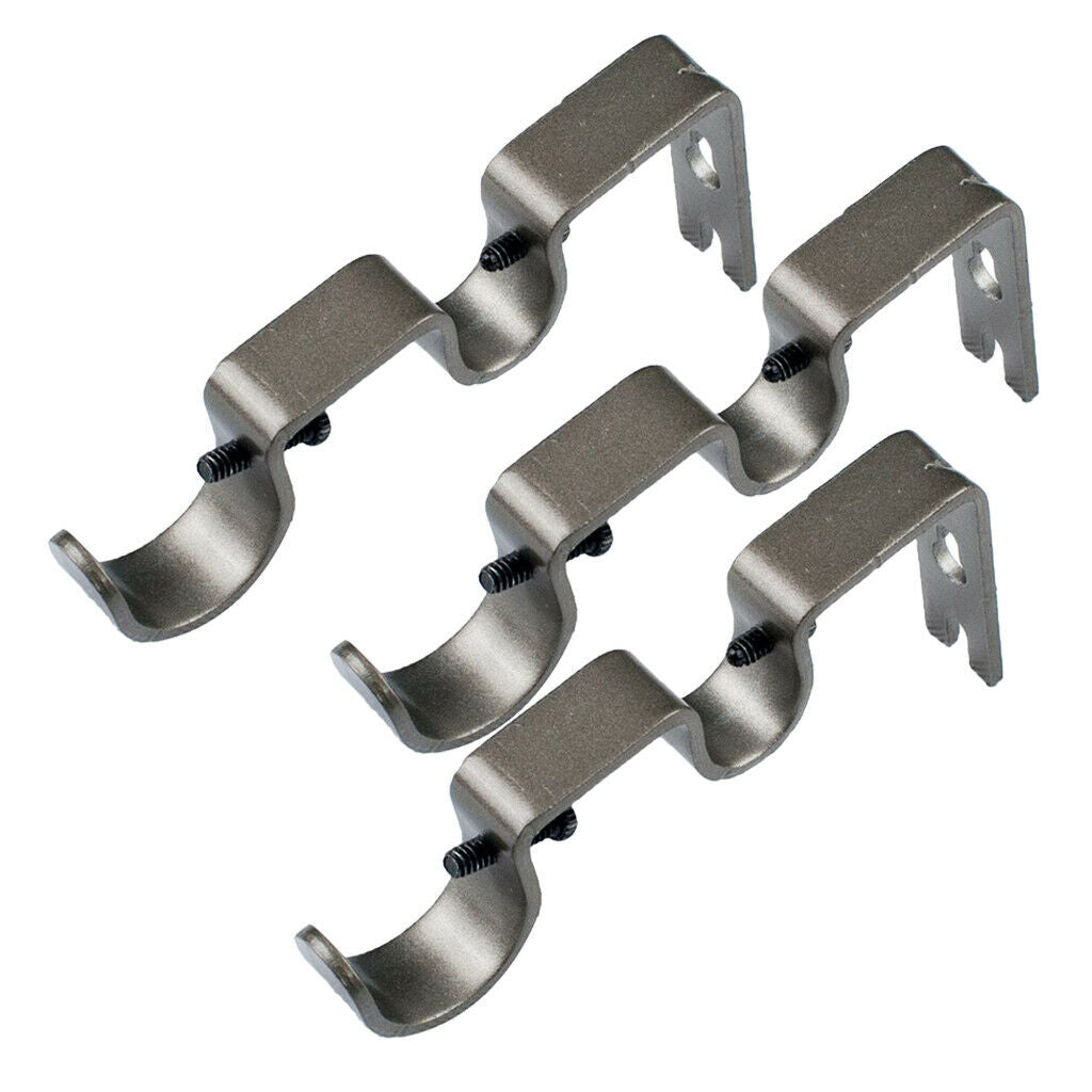 Gray 2 Set of 6Pcs Adjustable Window Drapery Double Curtain Rod Bracket Holder