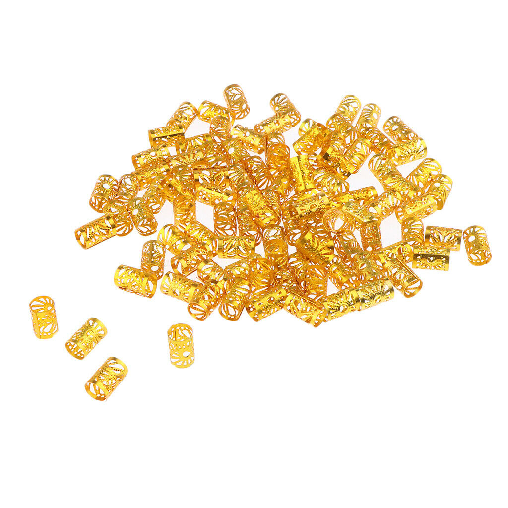 100pcs Aluminum Dreadlock Beads For DIY Hairstyle Braid Ponytail Golden