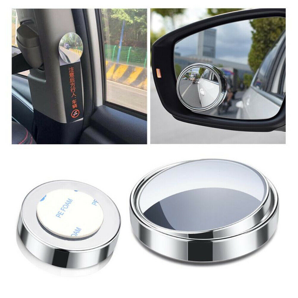 1 Pair Universal 360° Wide Angle Adjustable Reversing Rearview Mirror White Edge