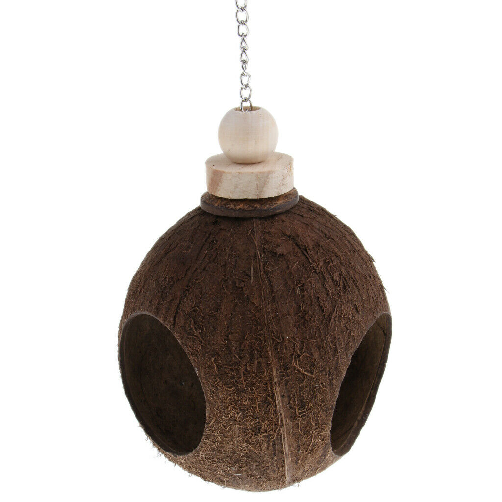 Coconut Shell Bird Nesting House Cage With Hanging Lanyard For Small Pet