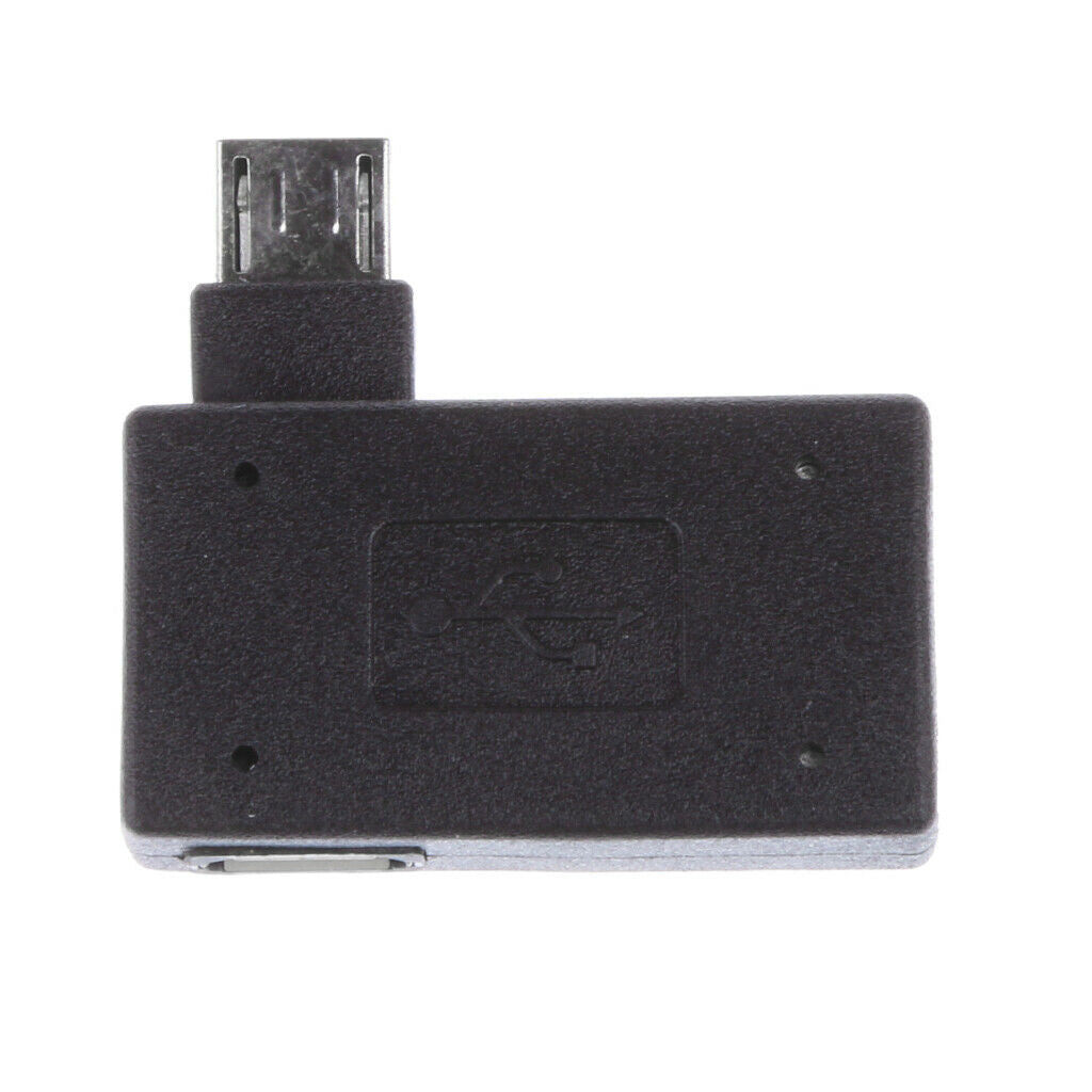 90 degree Left Angle Micro USB 2.0 OTG Host Adapter w/ USB Power for