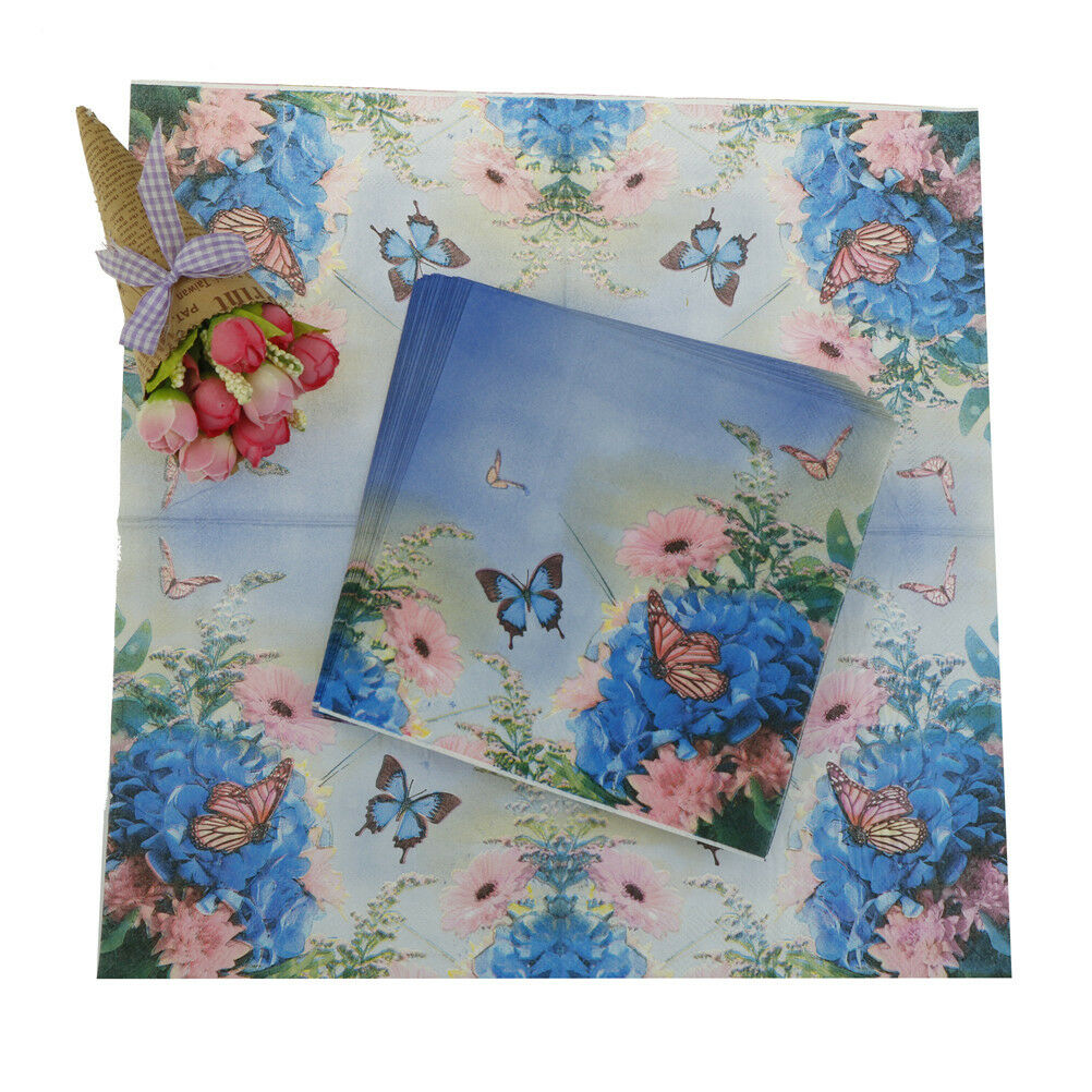 20X purple flower paper napkin butterfly festive & party supplies tissue dDEAU