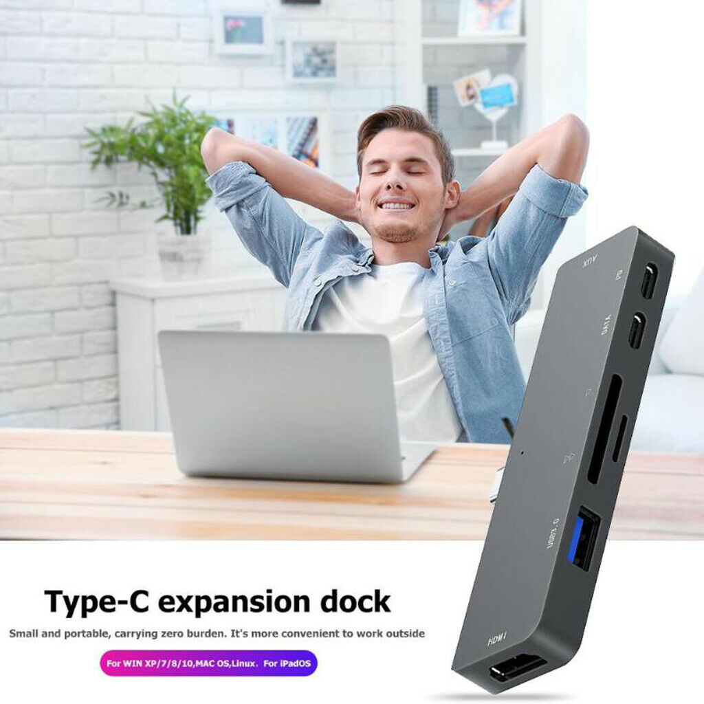 7in1 USB-C Hub Multiport USB 3.0 PD Charge Docking Station HUB for MacBook