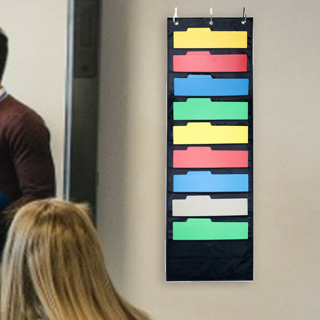 Hanging Storage Pocket Chart with 10 Pockets 3 Hangers Wall Organize Files