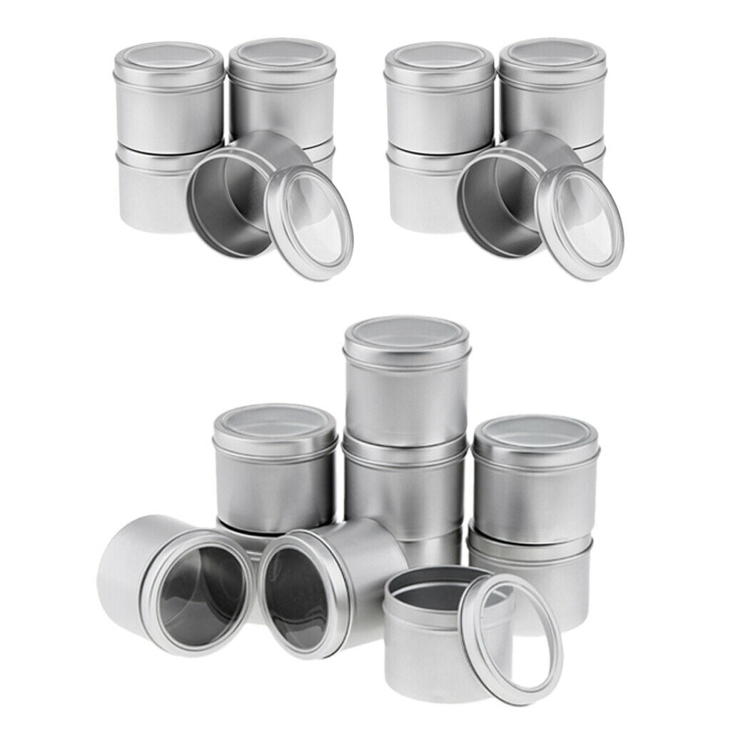 20pcs 60/100ml Empty Aluminium Cosmetic Pot Lip Balm Jar Tins With Clear Lid