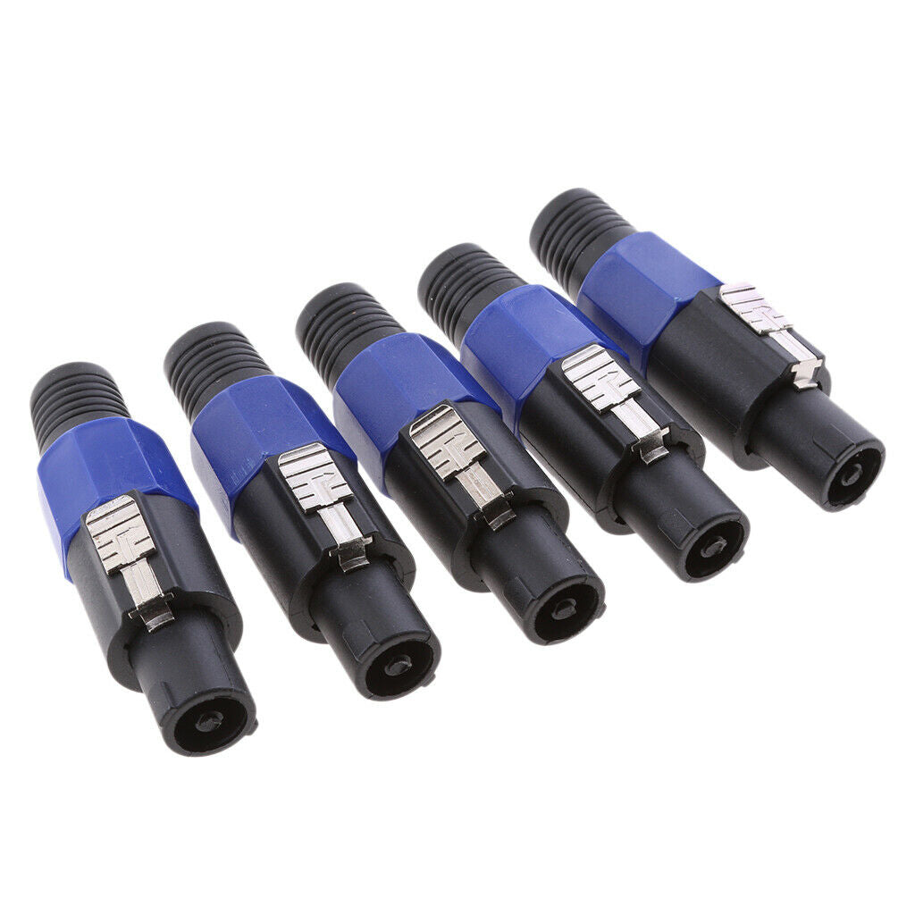 5 X Speaker Plug Male 4-Pin Speaker  Cable Connector DJ Speaker Plug