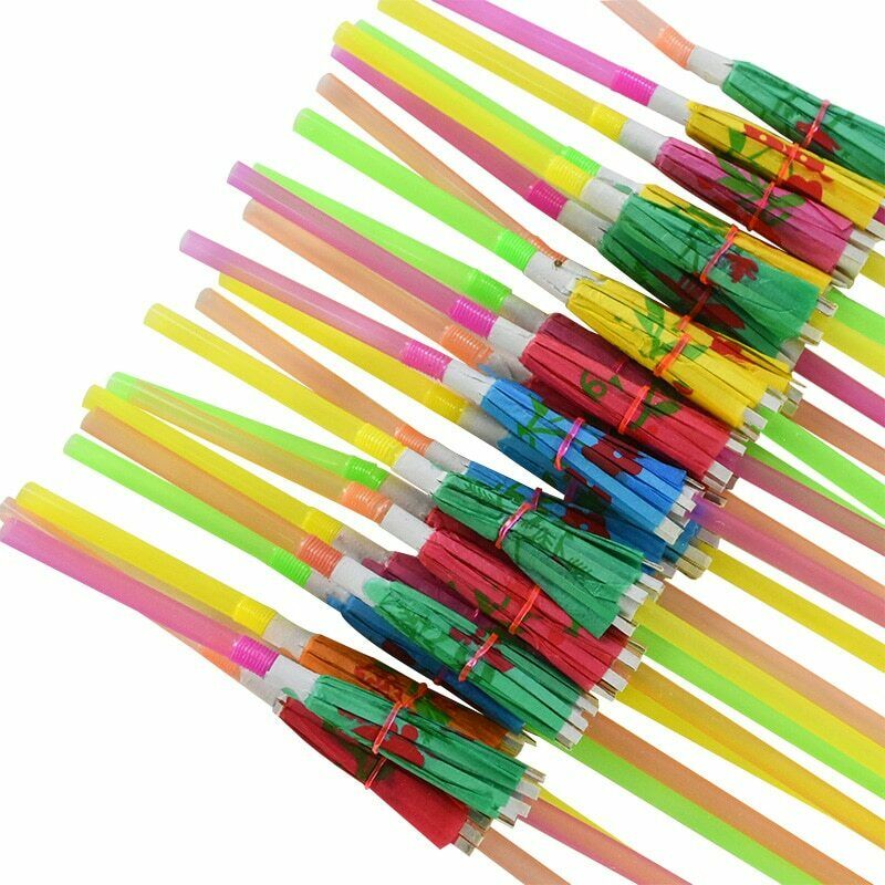 50pcs Hawaiian Luau Parasol UMBRELLA STRAWS WEDDING DRINKS DECORATIONS