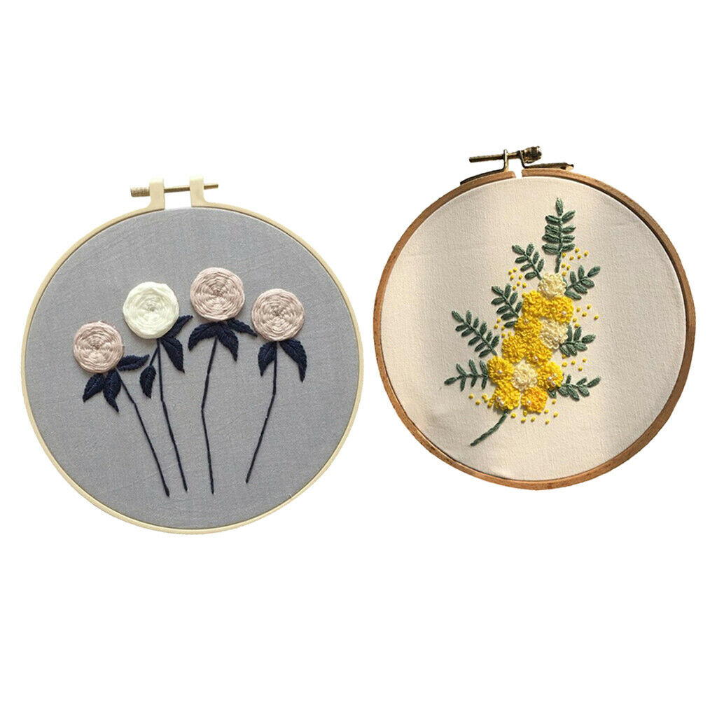 2x Modern Plant Punch Needle Kits with Basic Tools Soft Yarn for Beginners