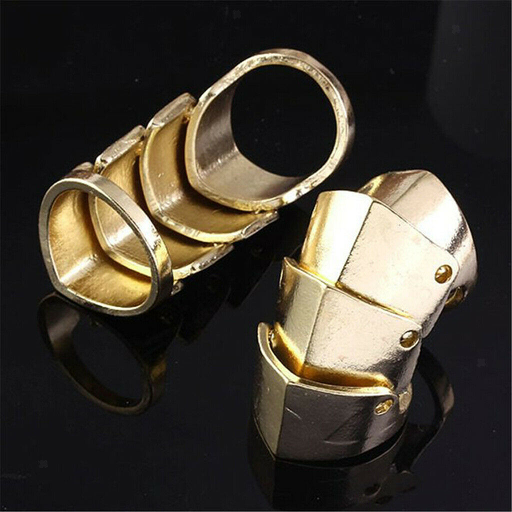 Gothic Punk Rock Long Armor Knuckle Finger Ring 18mm - Golden