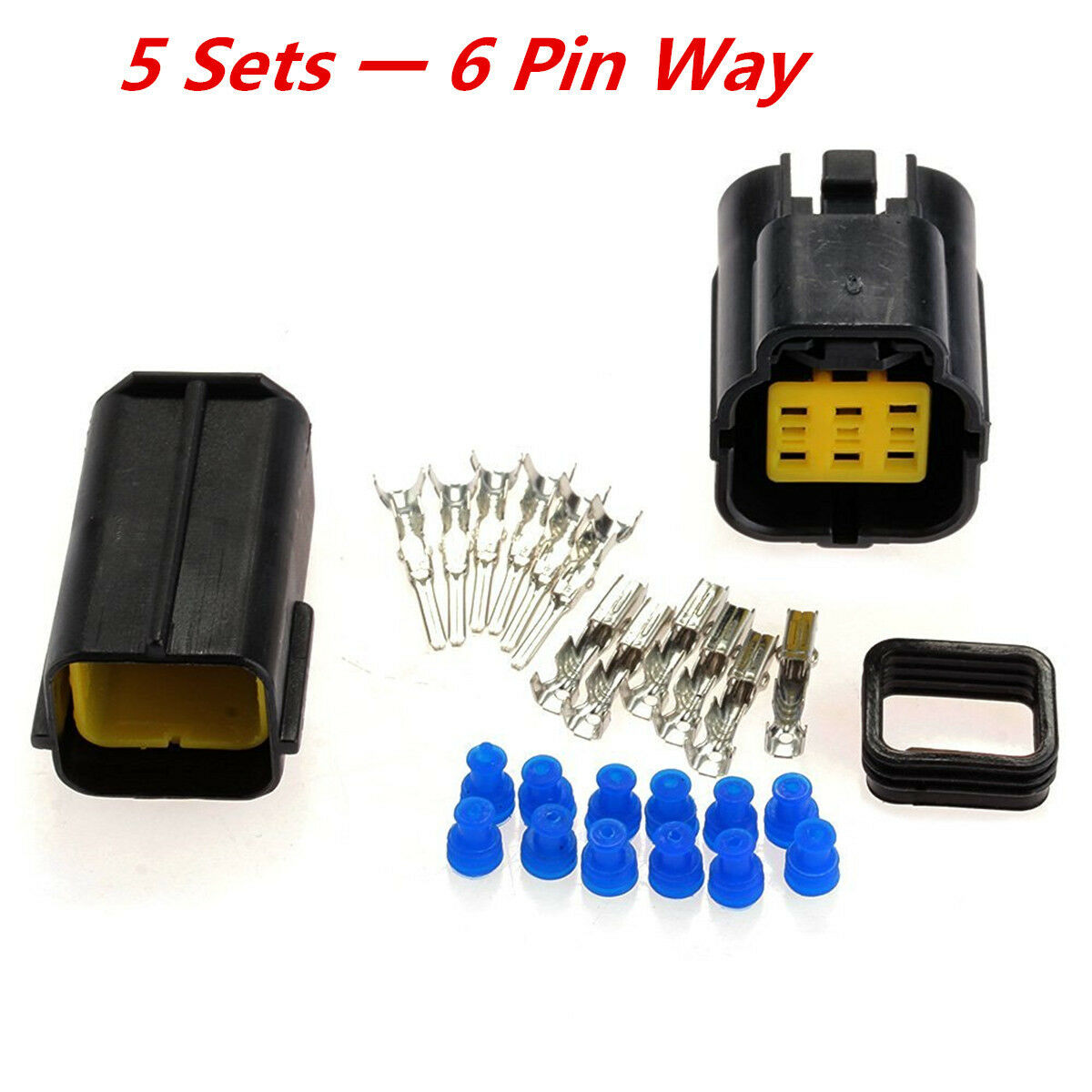 5 Sets 6 Pin Way Sealed Wire Connector Plug Terminal For Auto Car Van Waterproof