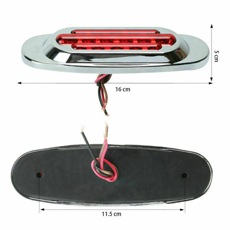 2x Red 2x Amber 16LED  6.5" 12V Trailer Side Marker Turn Signal Lights Chrome