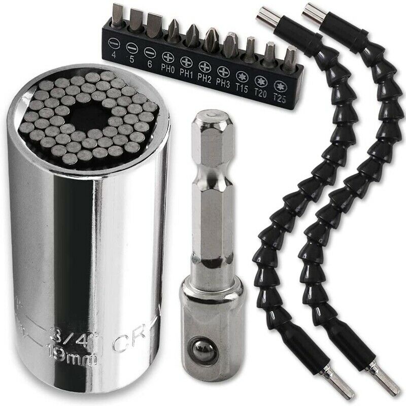14Pcs Universal Socket Wrench Self-Adjusting Socket Fits Standard (7-19mm) witU2