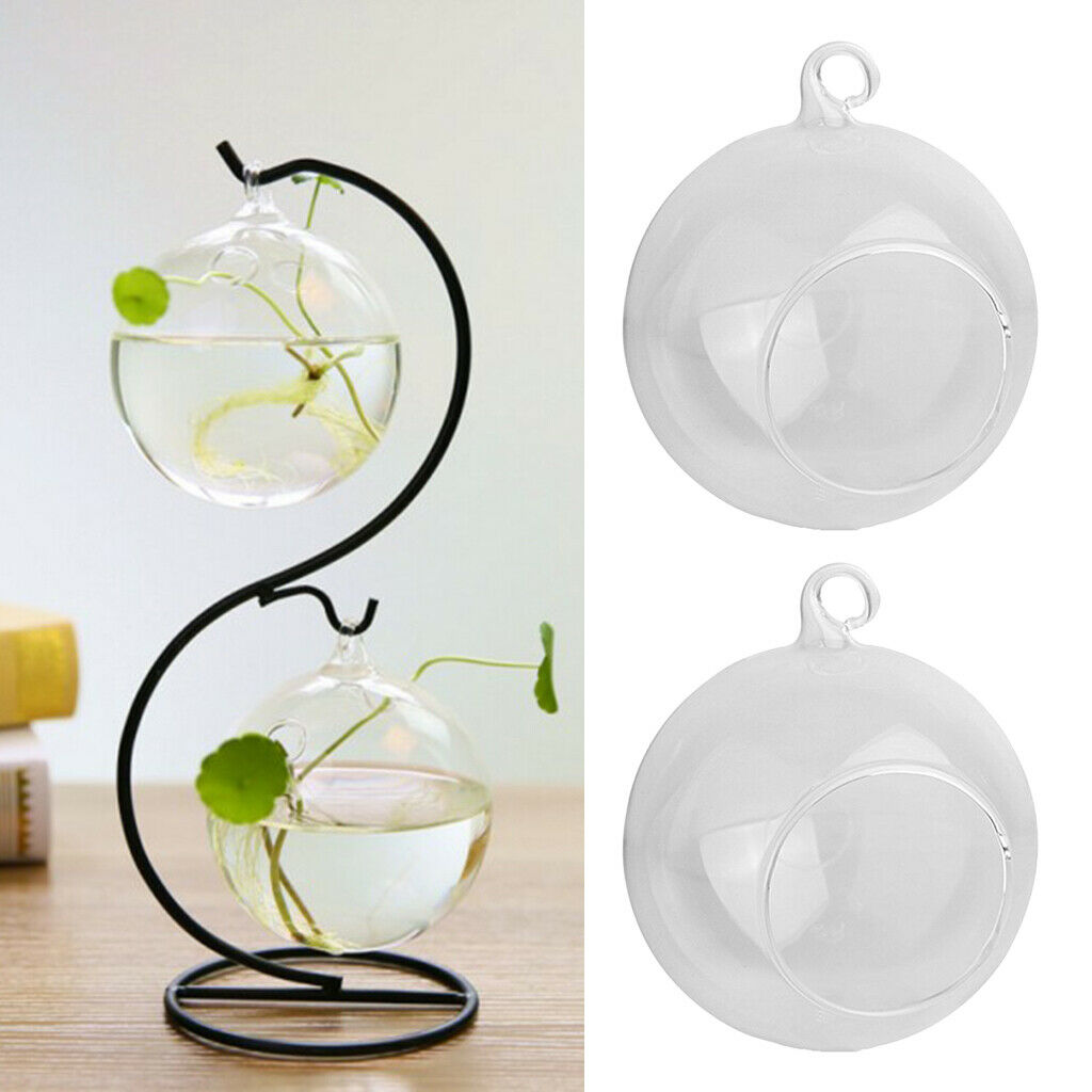 2x Hanging Glass Plant Flower Pot Terrarium Bottle Vase Tealight Holder for Home
