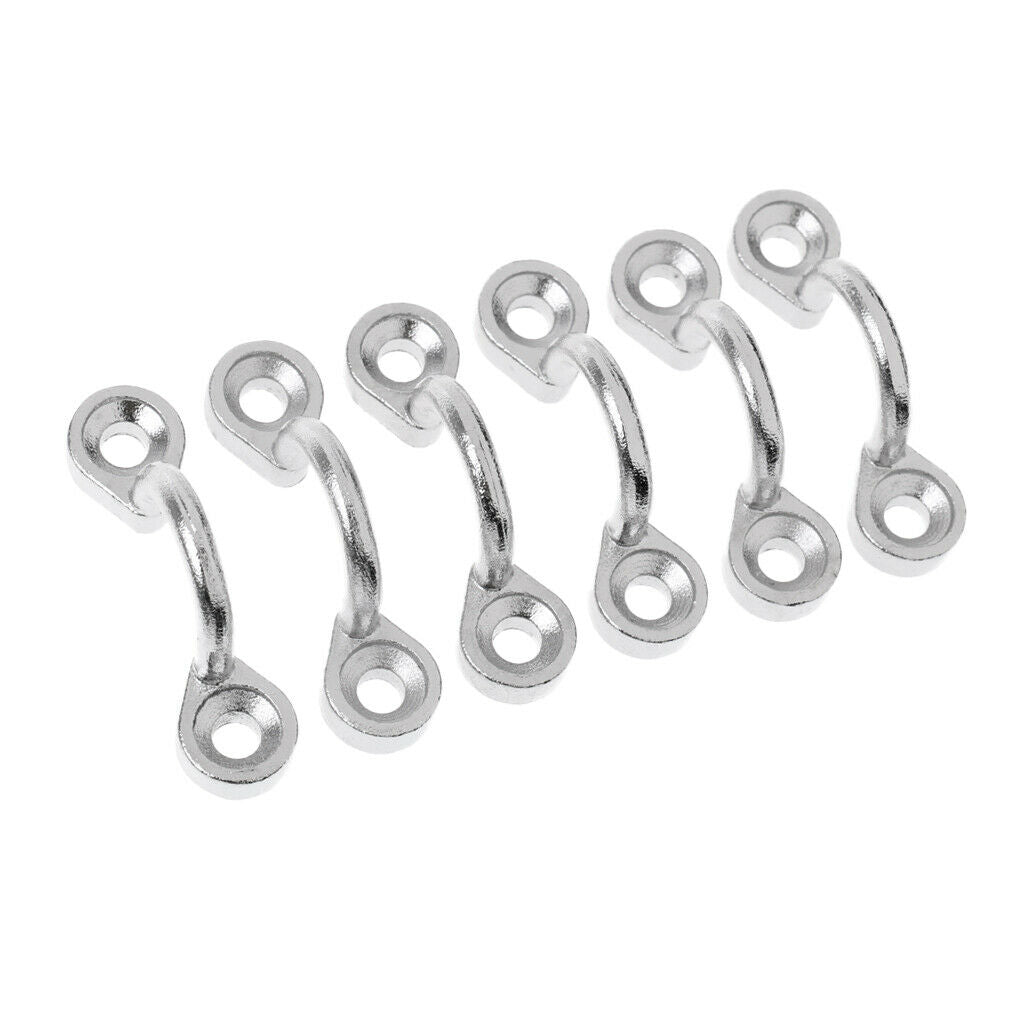 6Pcs Stainless Steel Boat Wire Eye Straps Deck Loop Plate Bimini Staple