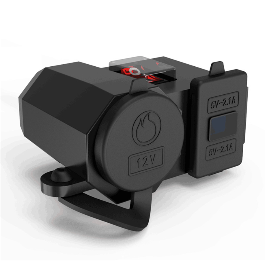 Waterproof Motorcycle Dual USB Charger Outlet Power Socket LED Digital Voltmeter