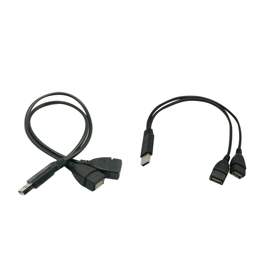 2pcs USB 2.0 1 to 2 Data Charge Extension Y Splitter Cord Converter Cable