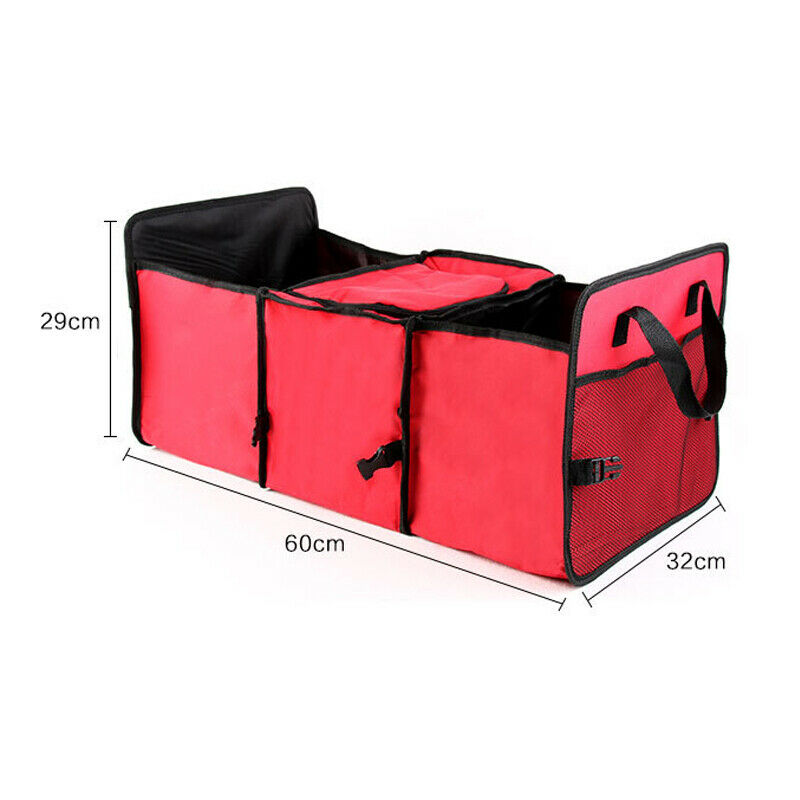 Car SUV Trunk Organizer Foldable Storage Bag Collapsible Cargo Box Portable Red
