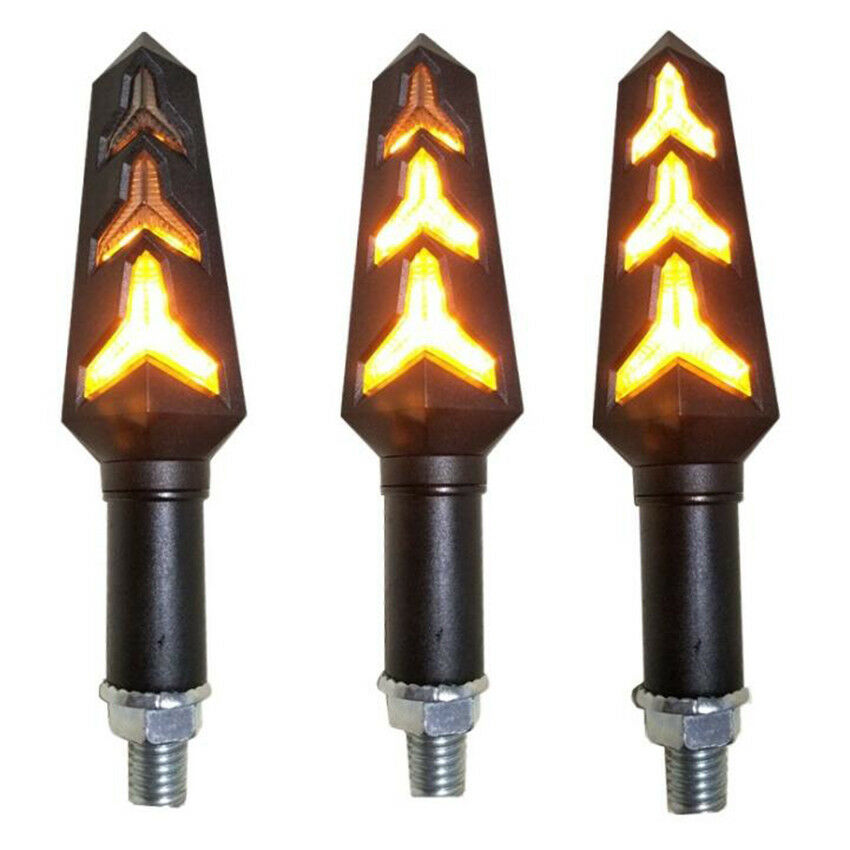 2Pcs Amber LED Flowing Turn Signal Light Lamp Indicator for Motorcycle Motorbike