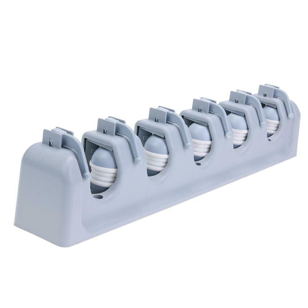 ABS Plastic Mop Holder Broom Organizer 5 Slots 6 Hooks Wall Mounted @
