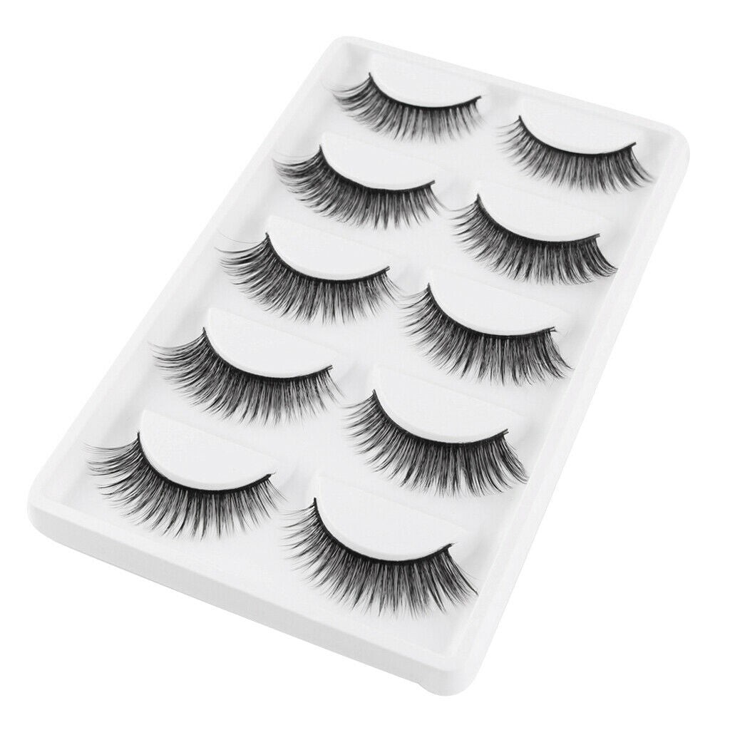 5 Pairs Natural Long Sparse&Cross Style Eye Lashes Extension False Eyelashes