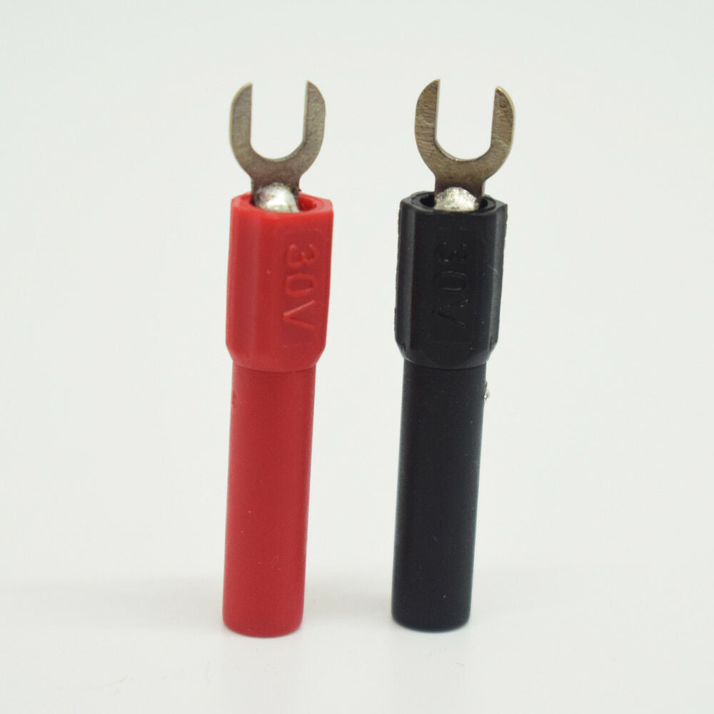 5pairs R + B 30V 4mm Banana Female Jack to 4.3mm Spade Fork Adapter Converter